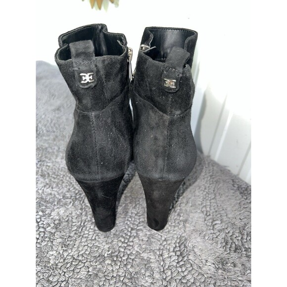 Sam Edelman Siana Boots Womens Sz 10 Black Suede Heeled Zipper Booties - Picture 4 of 11